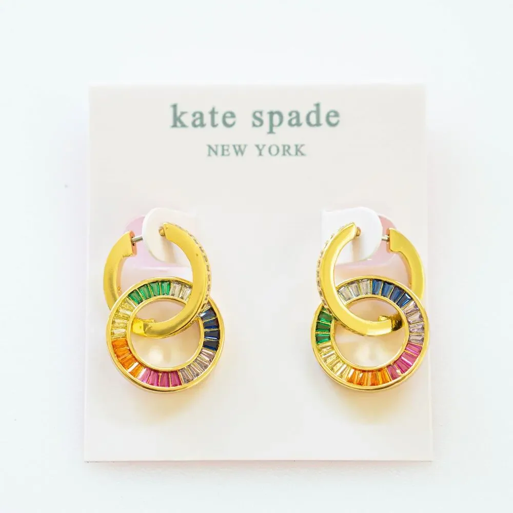 Kate Spade Rainbow Joy Drop Crystal Huggies Earrings